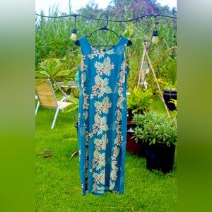 Vintage Ho Aloha plumeria and pikake print dress